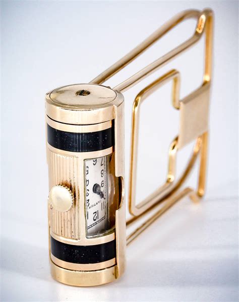 cartier yellow gold enamel money clip with built-in mechanical watch|Cartier Money Clip Watch .